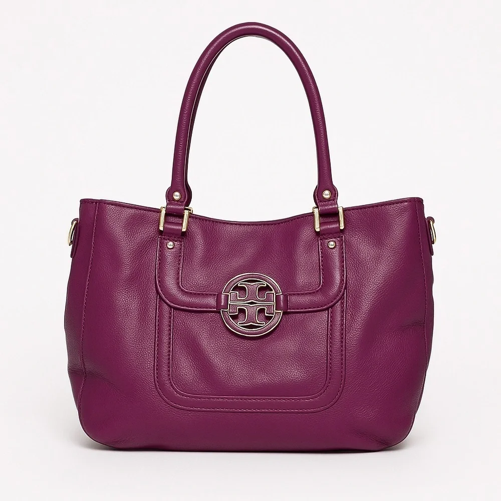 ✨Tory Burch Amanda Leather Tote Bag – Rare Purple – Large Shoulder Tote✨ - Picture 1 of 16